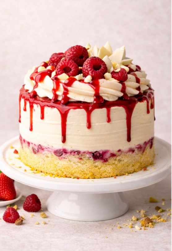 🍓 Raspberry & White Chocolate Cake